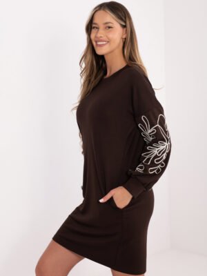 Laisvalaikio suknelė su dekoruotomis rankovėmis "REINA" ruda