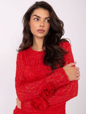 Alternative view of Puošni kokteilinė nėriniuoto audinio suknelė "MILEDI" raudona