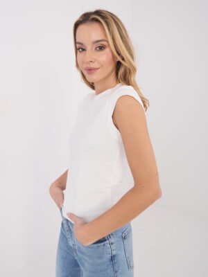 Alternative view of BASIC stiliaus palaidinė itin trumpomis rankovėmis "DALIJA" pieno balta
