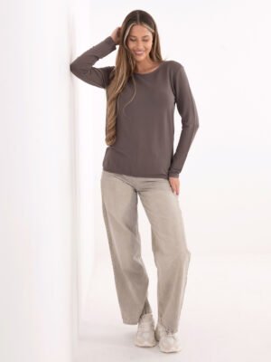 Laisvalaikio palaidinė ilgomis rankovėmis "CODY" pilka smėlio