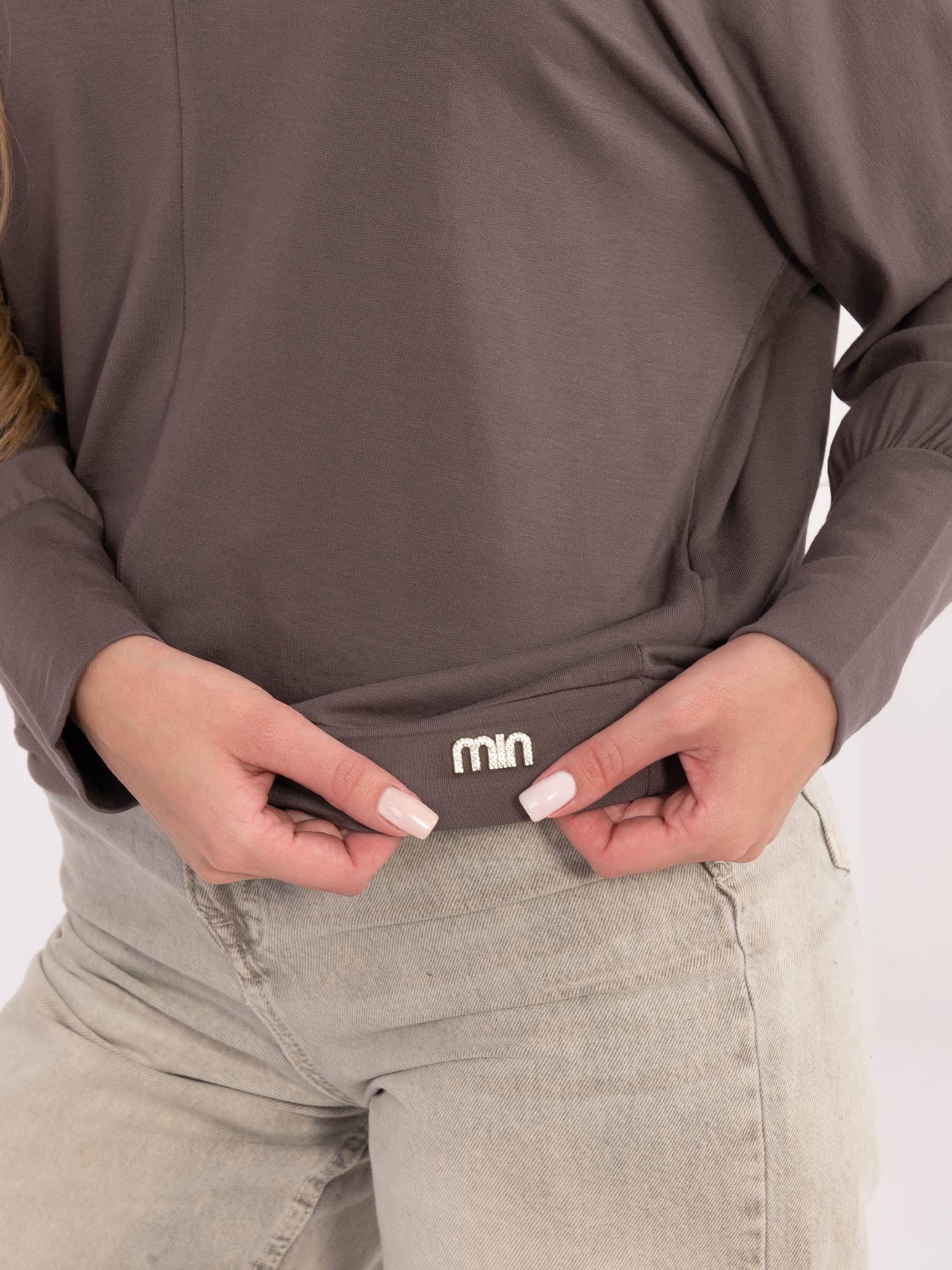 Palaidinė su dekoratyvine detale apačioje "RYANA" pilka smėlio - Image 2