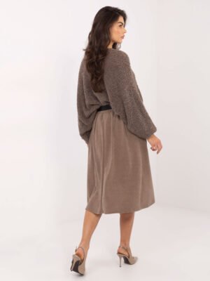 Alternative view of Minkšto audinio platėjantis midi sijonas su diržu "GIZELL" tamsi smėlio