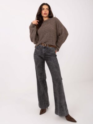 Bouclé mezgimo megztinis su vilna "CAROL" tamsi smėlio