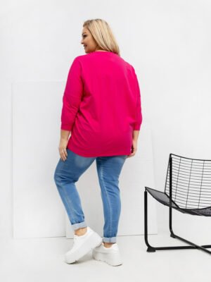 Alternative view of Minimalistinė plus size palaidinė "LORNA" fuksijų