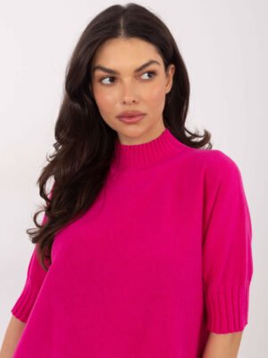 Alternative view of Plonas šiltas megztinis su vilna "LEJA" ryški rožinė