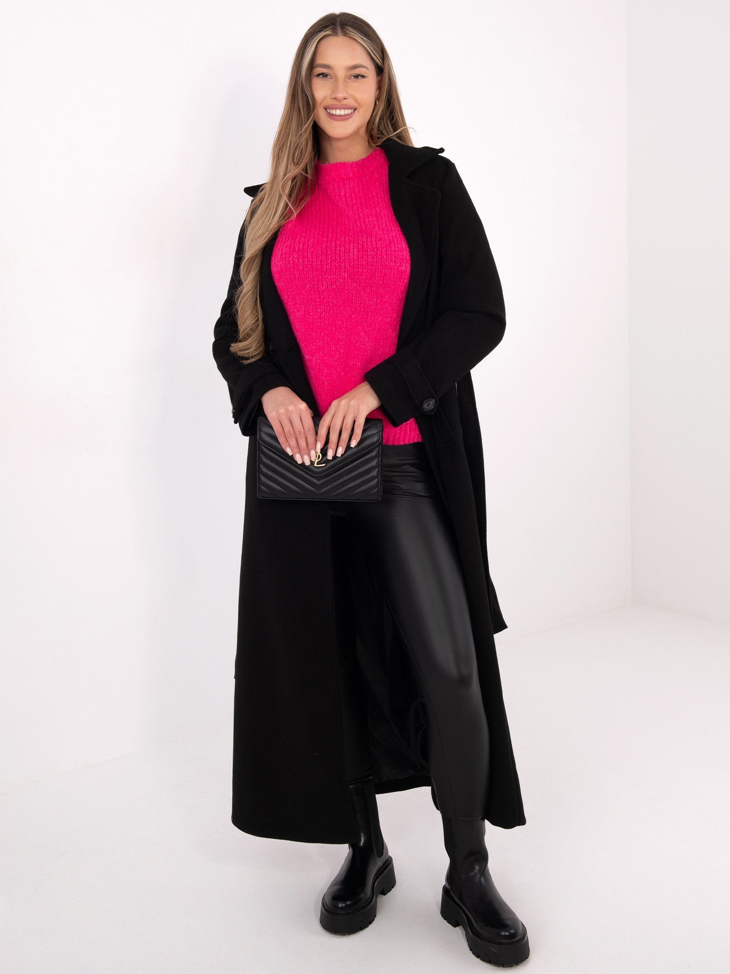 Oversize megztinis su vilna ir išraiškingomis pūstomis rankovėmis "TESSA" fuksija - Image 4