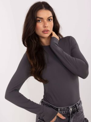 Alternative view of Klasikinė tampraus audinio palaidinė "SARA" pilka