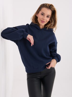 Oversize džemperis su gobtuvu "VELYN" tamsi mėlyna