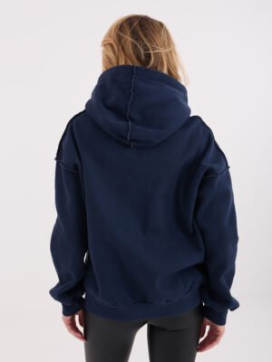 Alternative view of Oversize džemperis su gobtuvu "VELYN" tamsi mėlyna