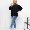 Minimalistinė plus size palaidinė "LORNA" tamsi mėlyna