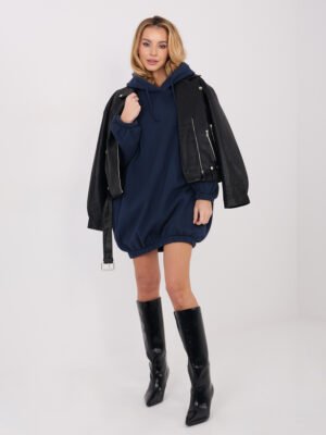 Alternative view of Oversize džemperinė suknelė su gobtuvu "CONI" tamsi mėlyna