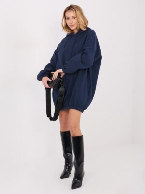 Oversize džemperinė suknelė su gobtuvu "CONI" tamsi mėlyna