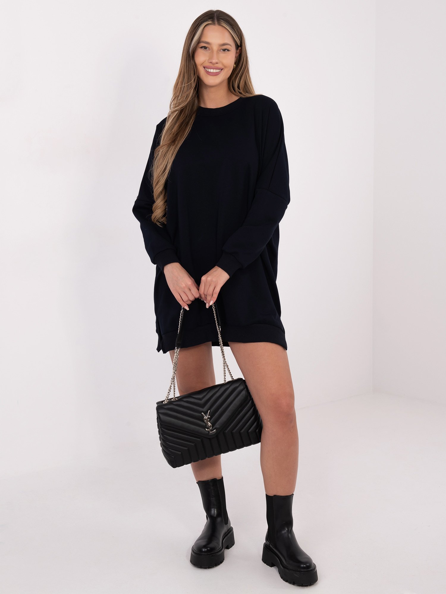 Laisvo silueto medvilninė suknelė "CAMINO" tamsi mėlyna