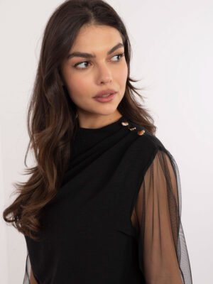 Pol pl Hurt Czarna wizytowa bluzka z ozdobnymi guzikami 410422