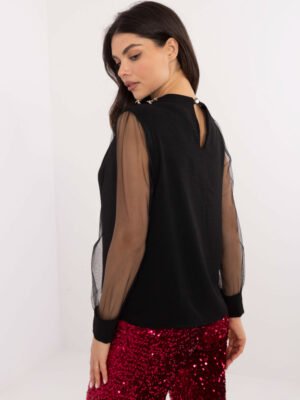 Pol pl Hurt Czarna wizytowa bluzka z ozdobnymi guzikami 410422