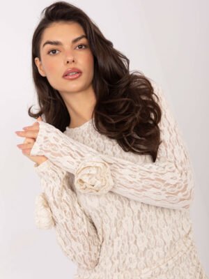 Alternative view of Puošni kokteilinė nėriniuoto audinio suknelė "MILEDI" šviesi smėlio