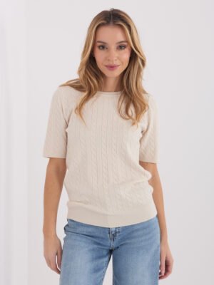 Megztukas trumpomis rankovėmis "ADRIA" šviesi smėlio