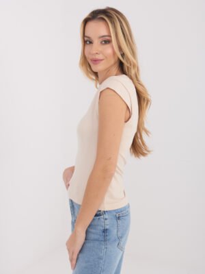 Alternative view of BASIC stiliaus palaidinė itin trumpomis rankovėmis "DALIJA" šviesi smėlio