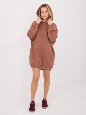 Oversize džemperinė suknelė su gobtuvu "CONI" šviesi ruda