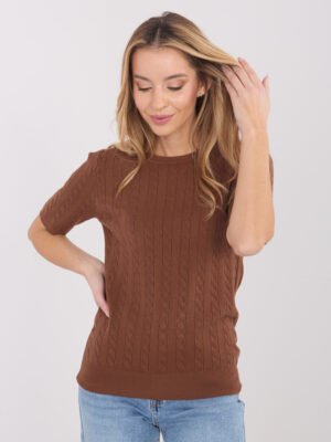 Megztukas trumpomis rankovėmis "ADRIA" šviesi ruda