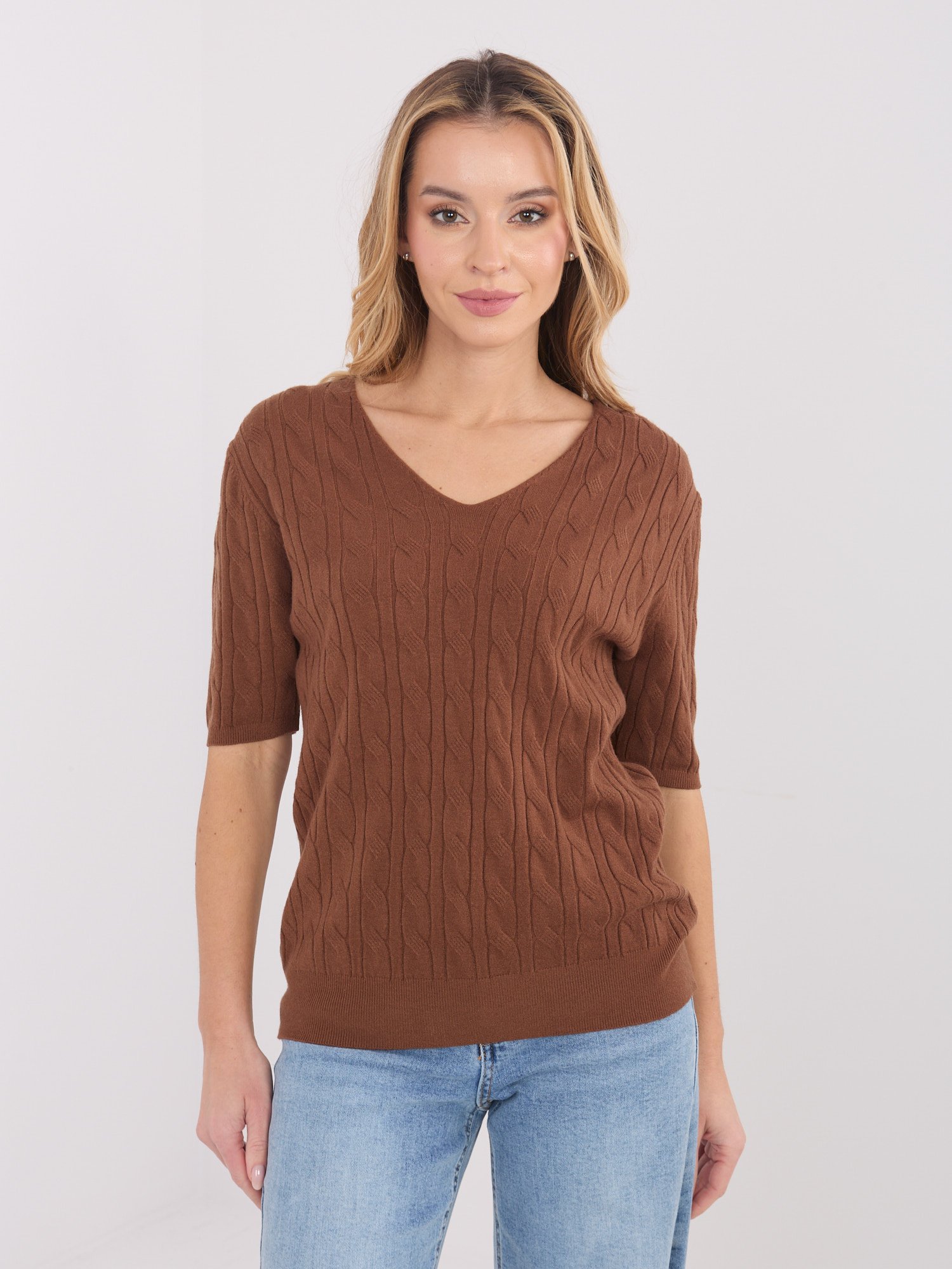 Tamprus klasikinis megztinis "KEINA" šviesi ruda - Image 5