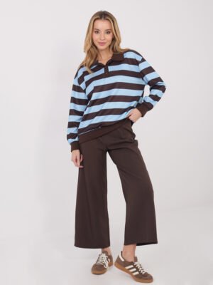 Dryžuotas polo stiliaus džemperis "FREDA" šviesi mėlyna