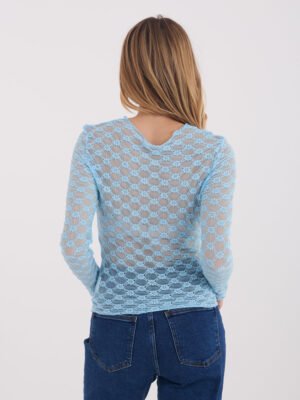 Alternative view of Subtiliai permatoma nėrinių palaidinė "BARBARA" šviesi mėlyna