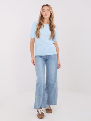 Megztukas trumpomis rankovėmis "ADRIA" šviesi mėlyna