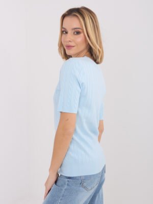 Alternative view of Megztukas trumpomis rankovėmis "ADRIA" šviesi mėlyna