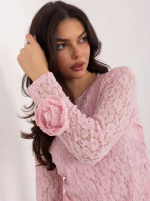 Alternative view of Puošni nėrinių palaidinė su dekoratyviomis gėlėmis ant rankogalių "ANDREA" šviesi rožinė