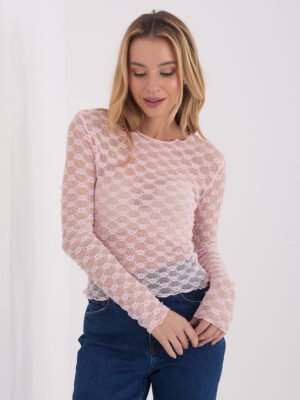 Alternative view of Subtiliai permatoma nėrinių palaidinė "BARBARA" šviesi rožinė