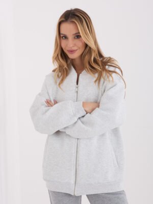 Alternative view of Oversize užsegamas džemperis "TOMI" šviesi pilka