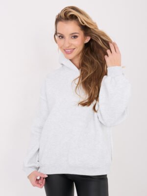 Oversize džemperis su gobtuvu "VELYN" šviesi pilka