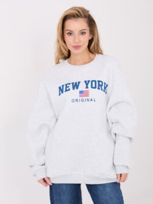 Šiltas oversize džemperis su pūkeliu  "KLARA" šviesi pilka