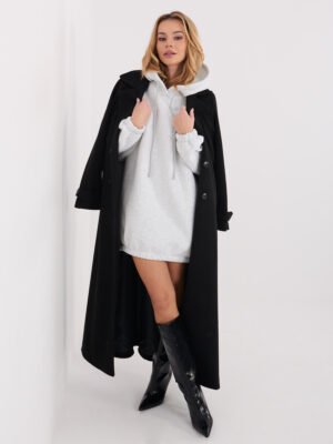 Oversize džemperinė suknelė su gobtuvu"MILO" šviesi pilka