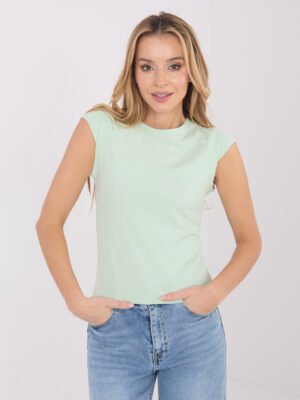 BASIC stiliaus palaidinė itin trumpomis rankovėmis "DALIJA" šviesi žalia
