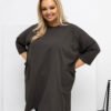 Plus size ilga palaidinė-tunika su kišenėmis "KATRINA" tamsi khaki