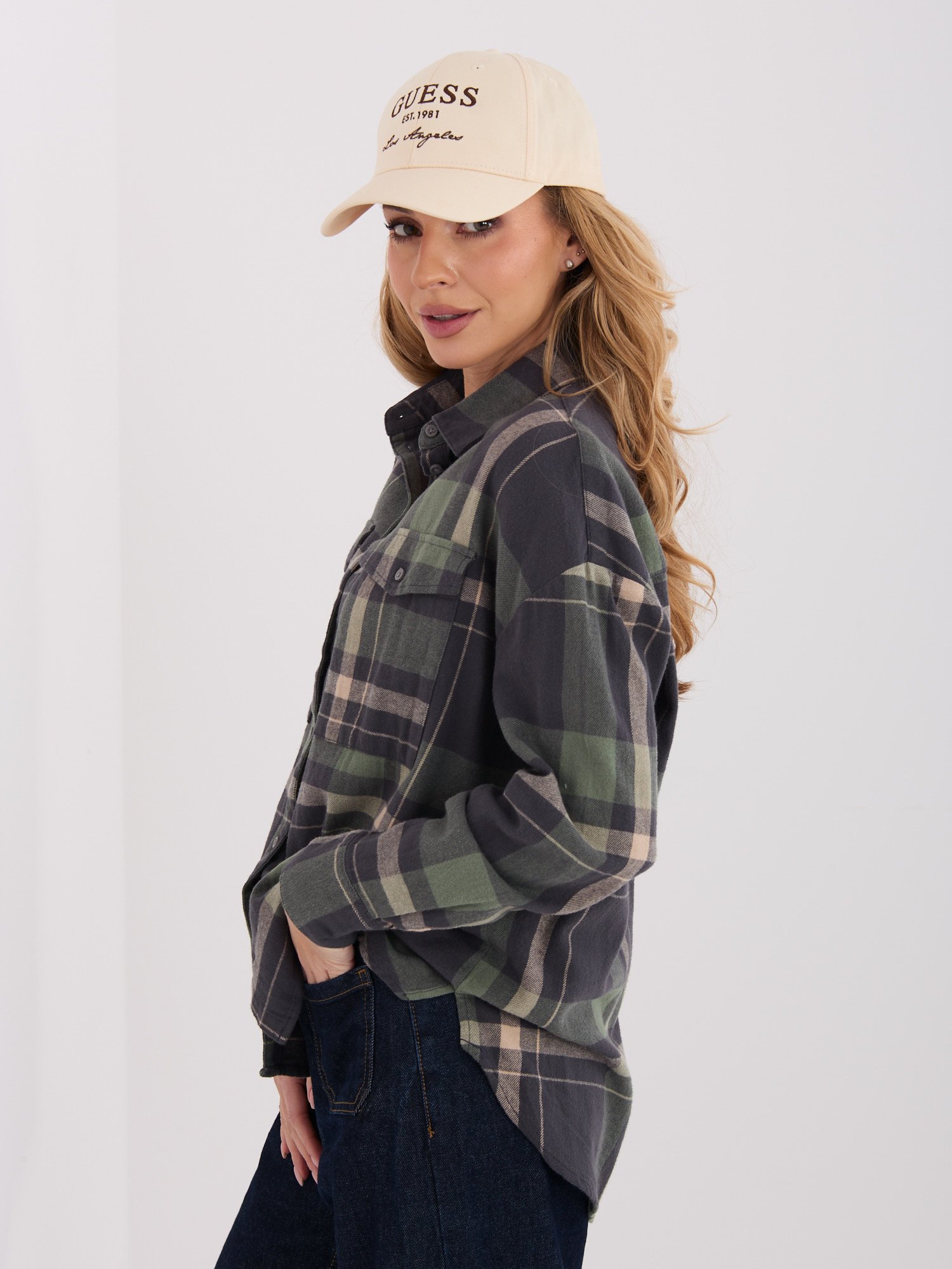 Languoti medvilniniai flaneliniai marškiniai "NOVEL" khaki - Image 2