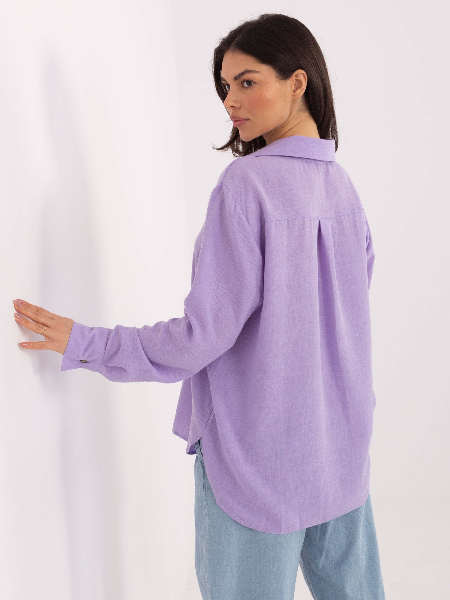 Laisvesnio modelio medvilniniai marškiniai "COTON" šviesi violetinė - Image 3