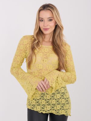 Alternative view of Permatoma nėrinių palaidinė su platėjančiomis rankovėmis "SARITA" citrinų