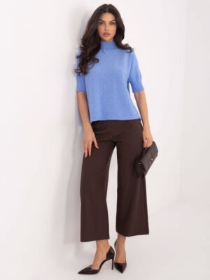 Alternative view of Plonas šiltas megztinis su vilna "LEJA" šviesi mėlyna