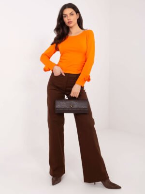 Casual stiliaus palaidinė su dekoratyvinėmis rožėmis rankogaliuose "ASJA" oranžinė