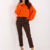 Oversize megztinis su vilna ir išraiškingomis  pūstomis rankovėmis "TESSA" oranžinė