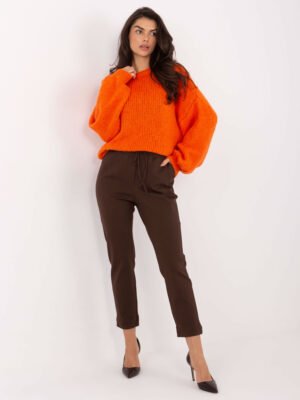 Oversize megztinis su vilna ir išraiškingomis  pūstomis rankovėmis "TESSA" oranžinė