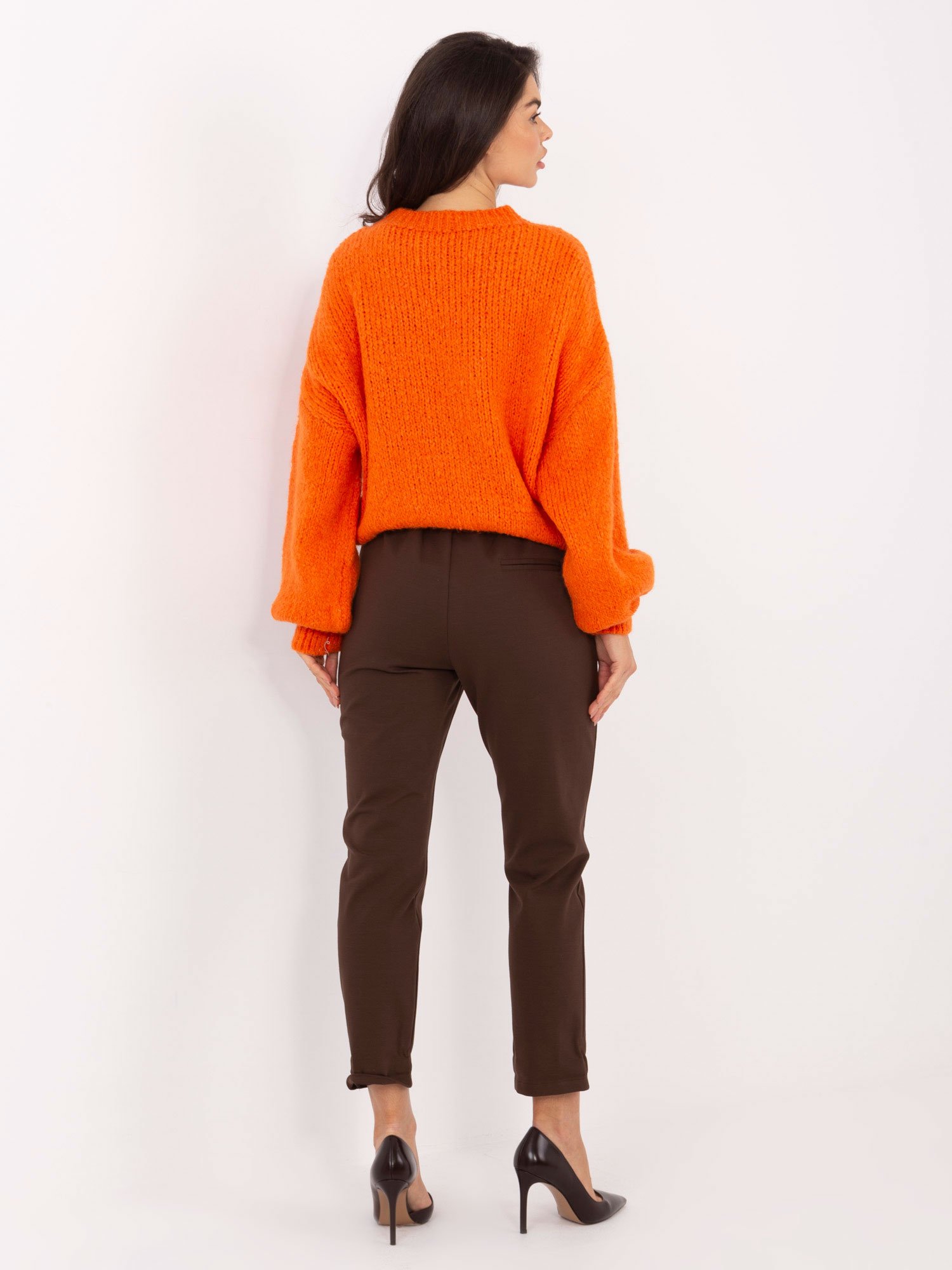 Oversize megztinis su vilna ir išraiškingomis pūstomis rankovėmis "TESSA" oranžinė - Image 3