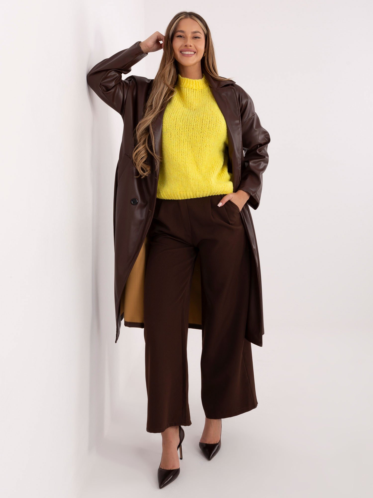 Oversize megztinis su vilna ir išraiškingomis pūstomis rankovėmis "TESSA" geltona - Image 5