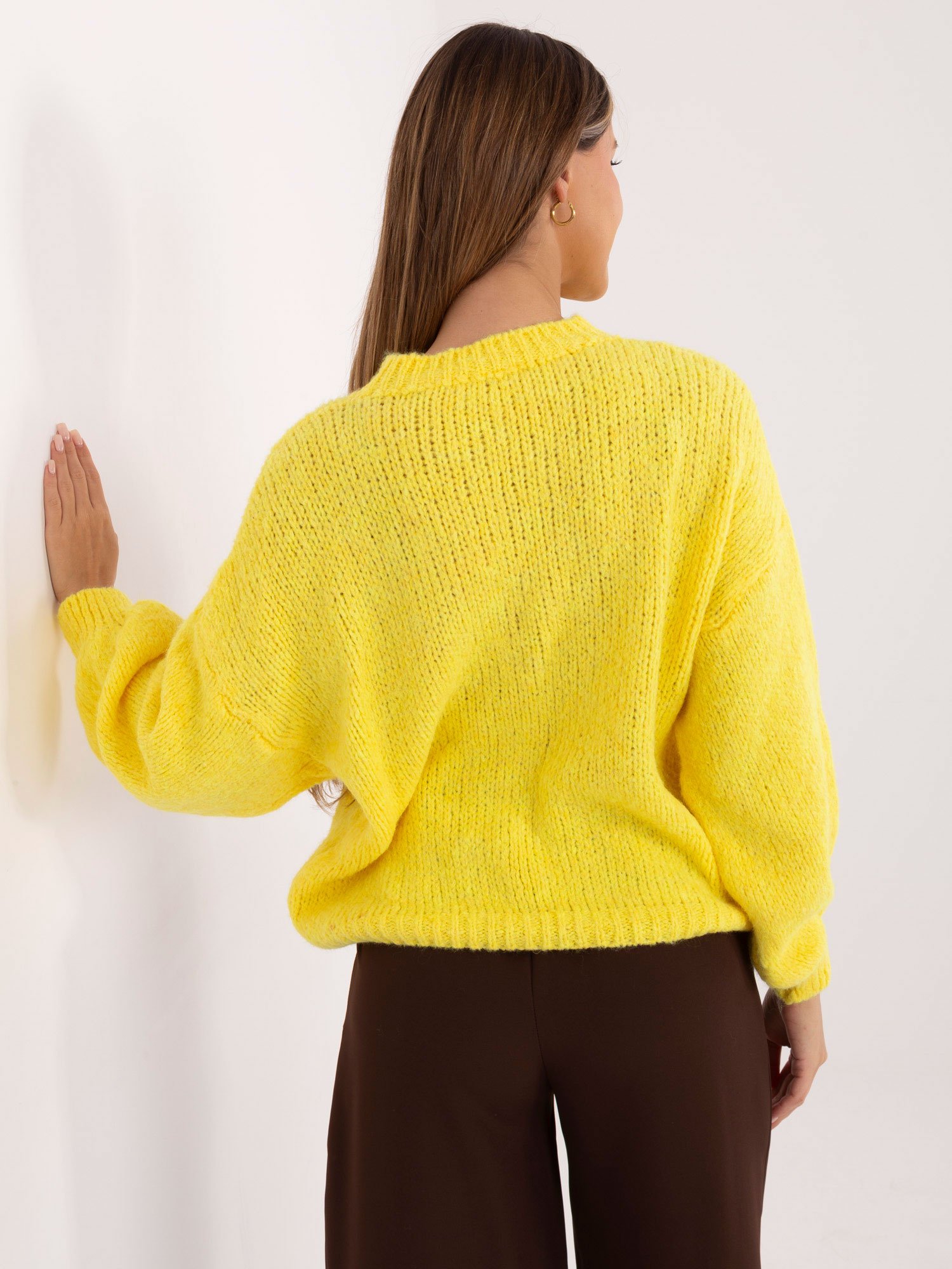 Oversize megztinis su vilna ir išraiškingomis pūstomis rankovėmis "TESSA" geltona - Image 3