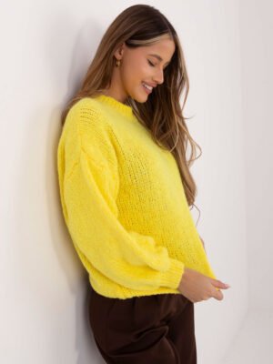 Alternative view of Oversize megztinis su vilna ir išraiškingomis  pūstomis rankovėmis "TESSA" geltona