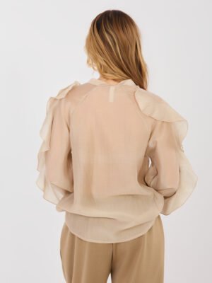 Alternative view of Lengvo audinio marškiniai su dekoratyviniais raukiniais "ELEINE" smėlio