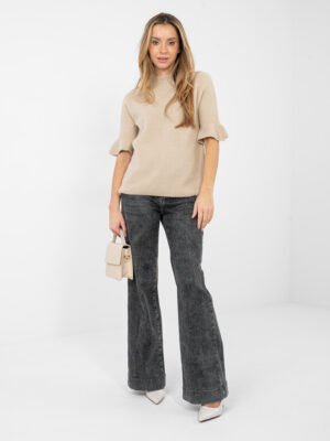 Megztinis su alpakos vilna trumpintomis rankovėmis "TONYA" smėlio